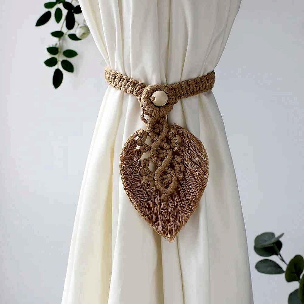 Finally, Curtains That Stay Put and Look Intentional — Macrame Tieback Set of 2 - View 5 of 14 | BigMoetsy
