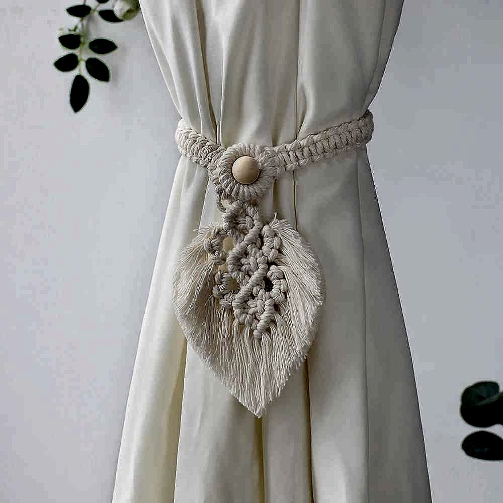 Finally, Curtains That Stay Put and Look Intentional — Macrame Tieback Set of 2 - View 7 of 14 | BigMoetsy