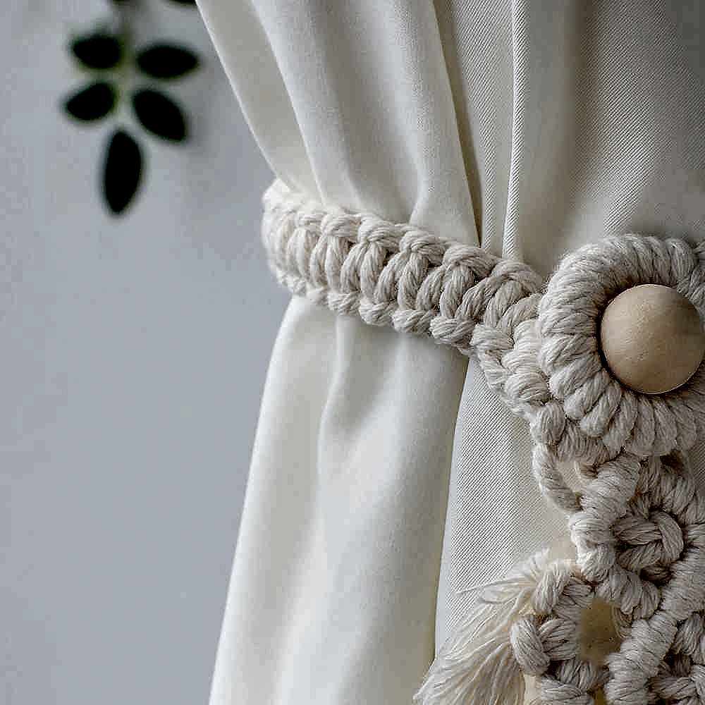 Finally, Curtains That Stay Put and Look Intentional — Macrame Tieback Set of 2 - View 8 of 14 | BigMoetsy