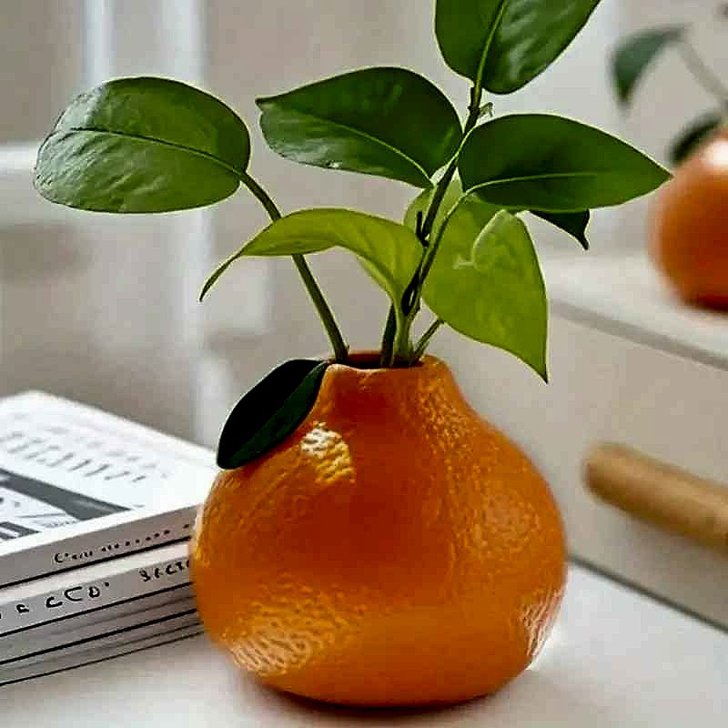 Handcrafted Bring Life to Bare Shelves Without the Upkeep — Orange Citrus-Shaped Hydropon... - View 2 of 6 | BigMoetsy