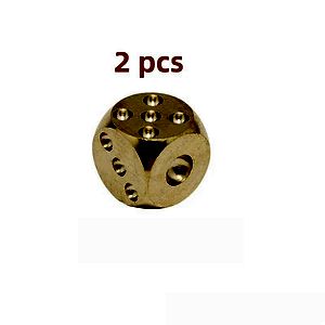 Solid Brass Dice Pair with Hand-Polished Stonewash Finish for Mahjong and Tabletop Games