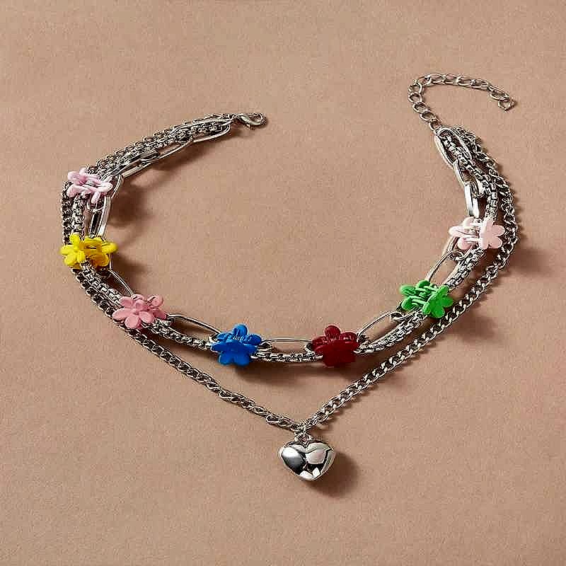 Handcrafted Multi-Layer Floral Clip Necklace