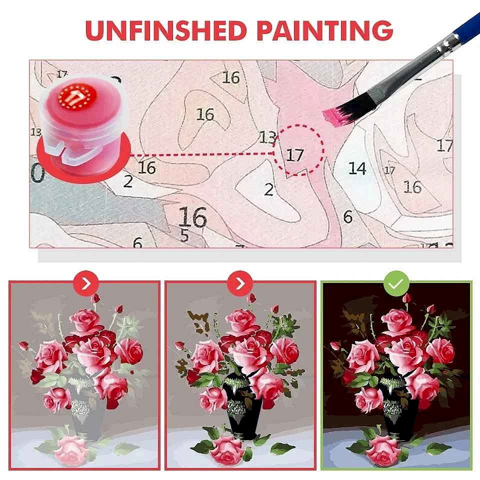 Finally Create Art You're Proud to Hang — Floral Vase Paint-by-Numbers Canvas... - View 10 of 13 | BigMoetsy