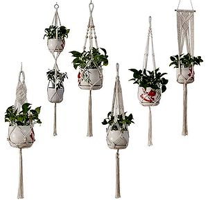 Bohemian Macrame Plant Hanger with Mesh-Lined Basket