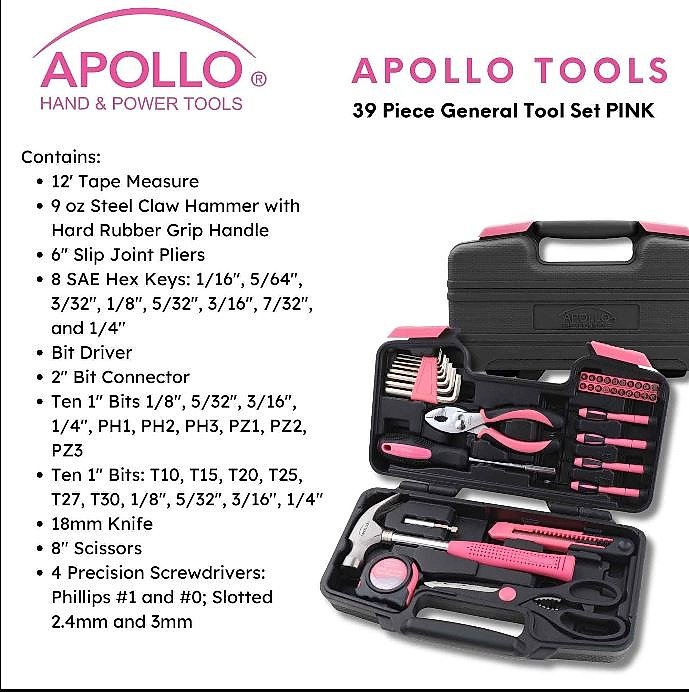 Pink tool set hammer and pliers detail