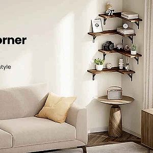 Handcrafted Set of 3 Rustic Wood Corner Floating Shelves