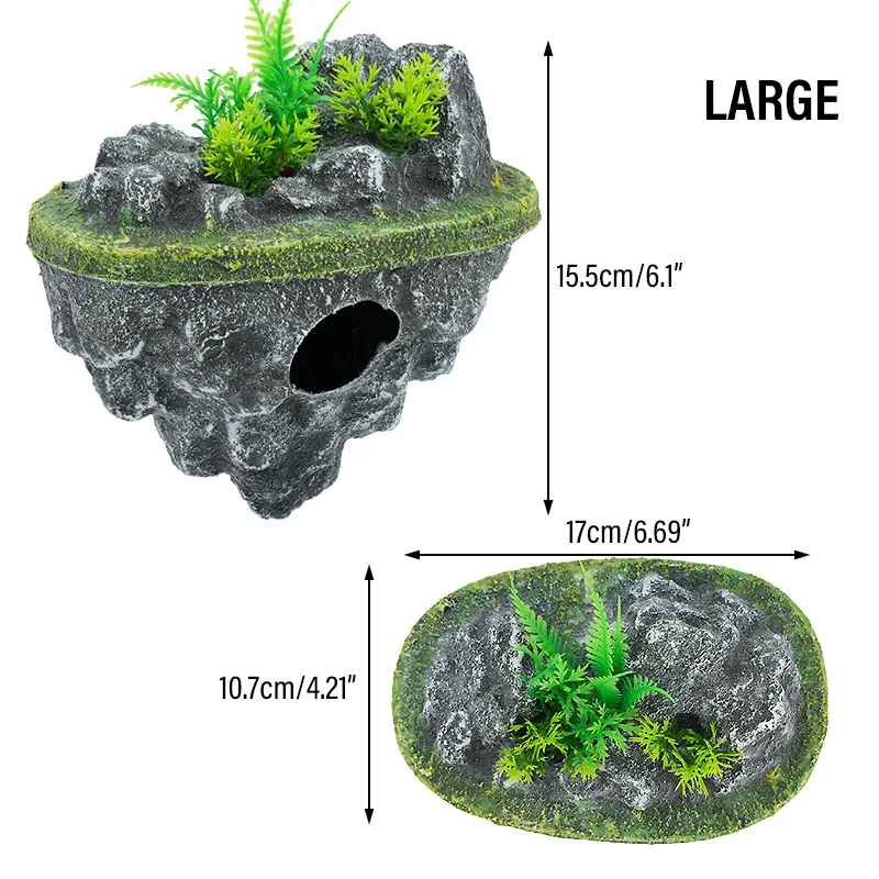 Handcrafted Floating Island Aquarium Decoration with Dual-Zone Platform for Turtles and Fish - View 7 of 7 | BigMoetsy
