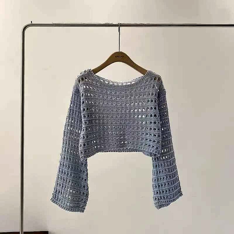 Effortless Beach-to-Brunch Style — Handcrafted Crochet Knit Cover-Up Crop Top - View 3 of 7 | BigMoetsy