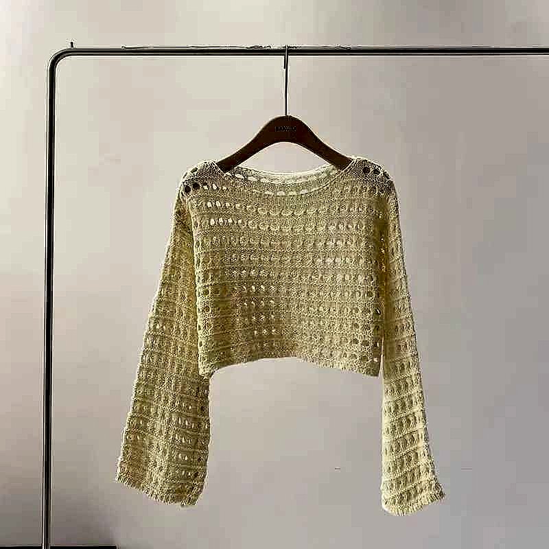 Effortless Beach-to-Brunch Style — Handcrafted Crochet Knit Cover-Up Crop Top - View 4 of 7 | BigMoetsy