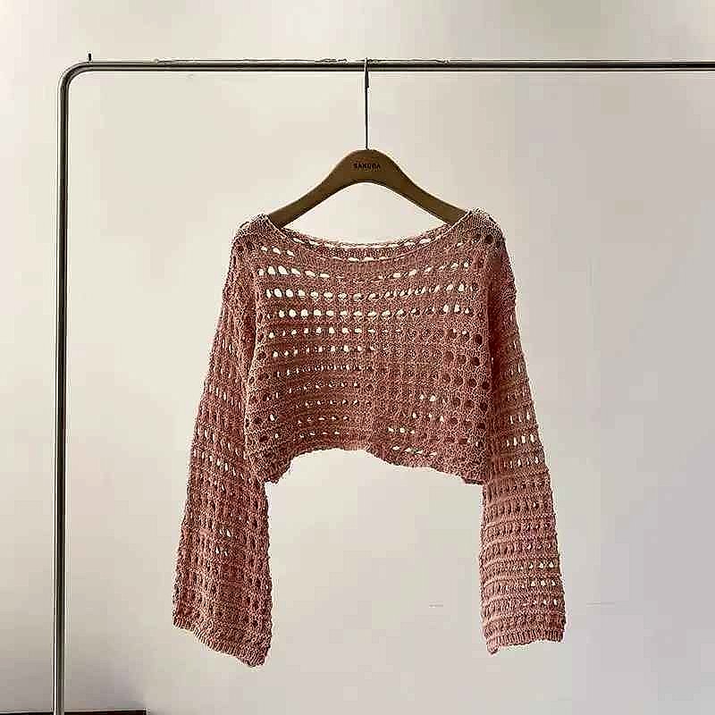 Effortless Beach-to-Brunch Style — Handcrafted Crochet Knit Cover-Up Crop Top - View 5 of 7 | BigMoetsy