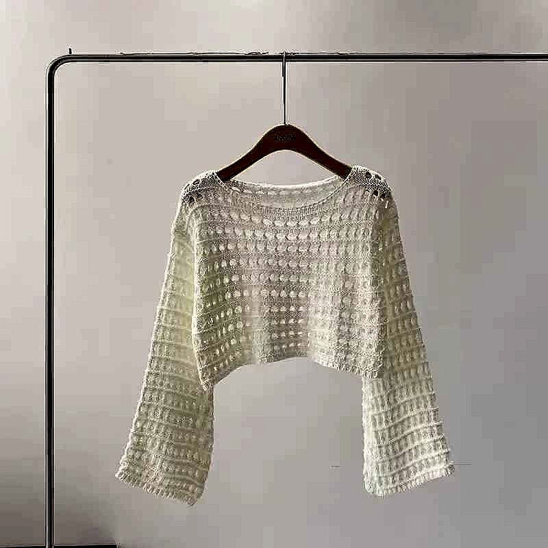 Effortless Beach-to-Brunch Style — Handcrafted Crochet Knit Cover-Up Crop Top - View 7 of 7 | BigMoetsy