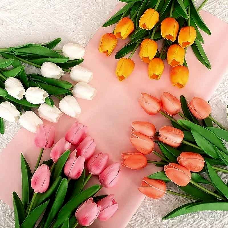 20pcs Real Touch Tulip Bouquet for Home & Wedding Decor