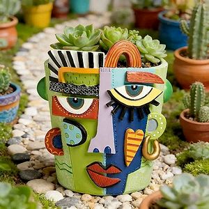 Abstract Face Decorative Planter