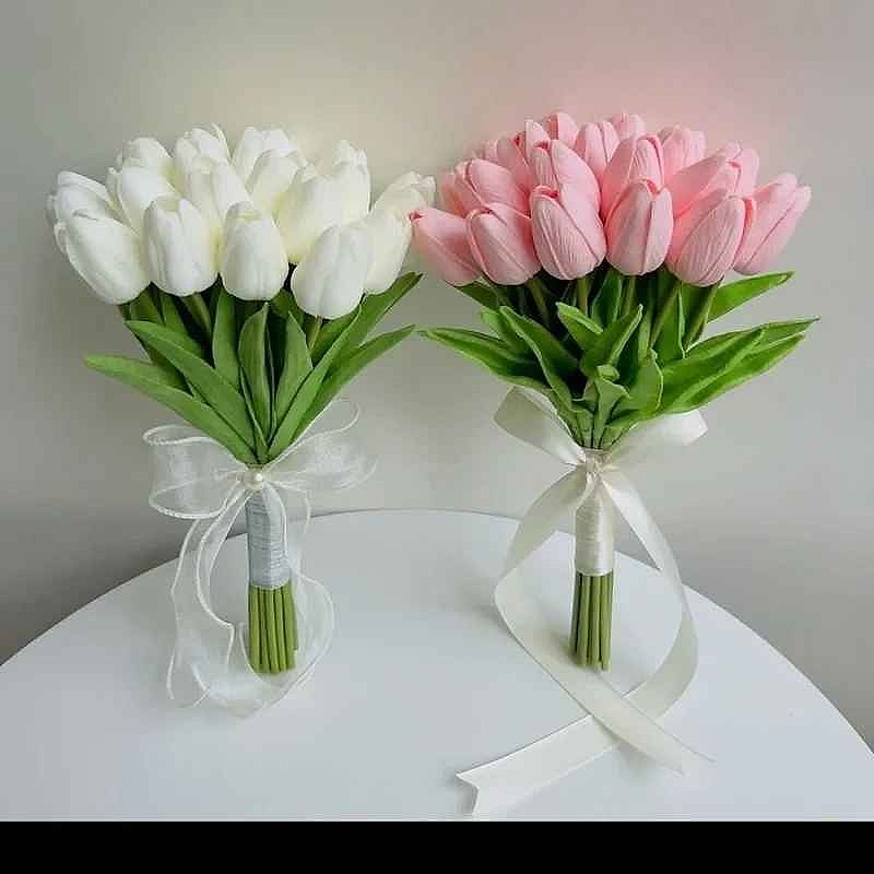 Handcrafted Fresh Flowers That Never Fade — Real Touch Tulip Bouquet for Home & Wedding D... - View 4 of 15 | BigMoetsy