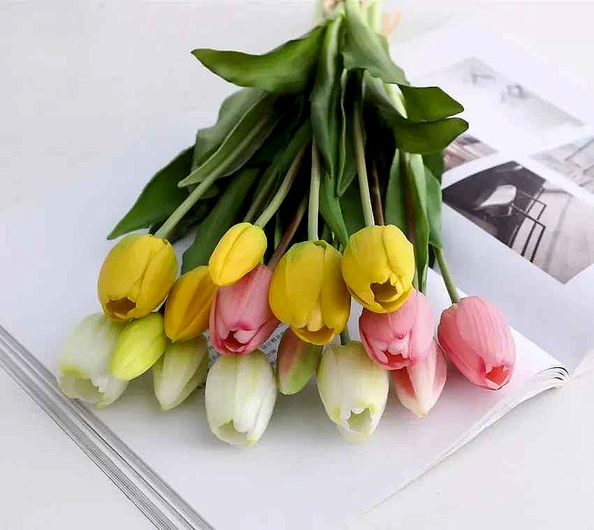 Handcrafted Fresh Flowers That Never Fade — Real Touch Tulip Bouquet for Home & Wedding D... - View 5 of 15 | BigMoetsy