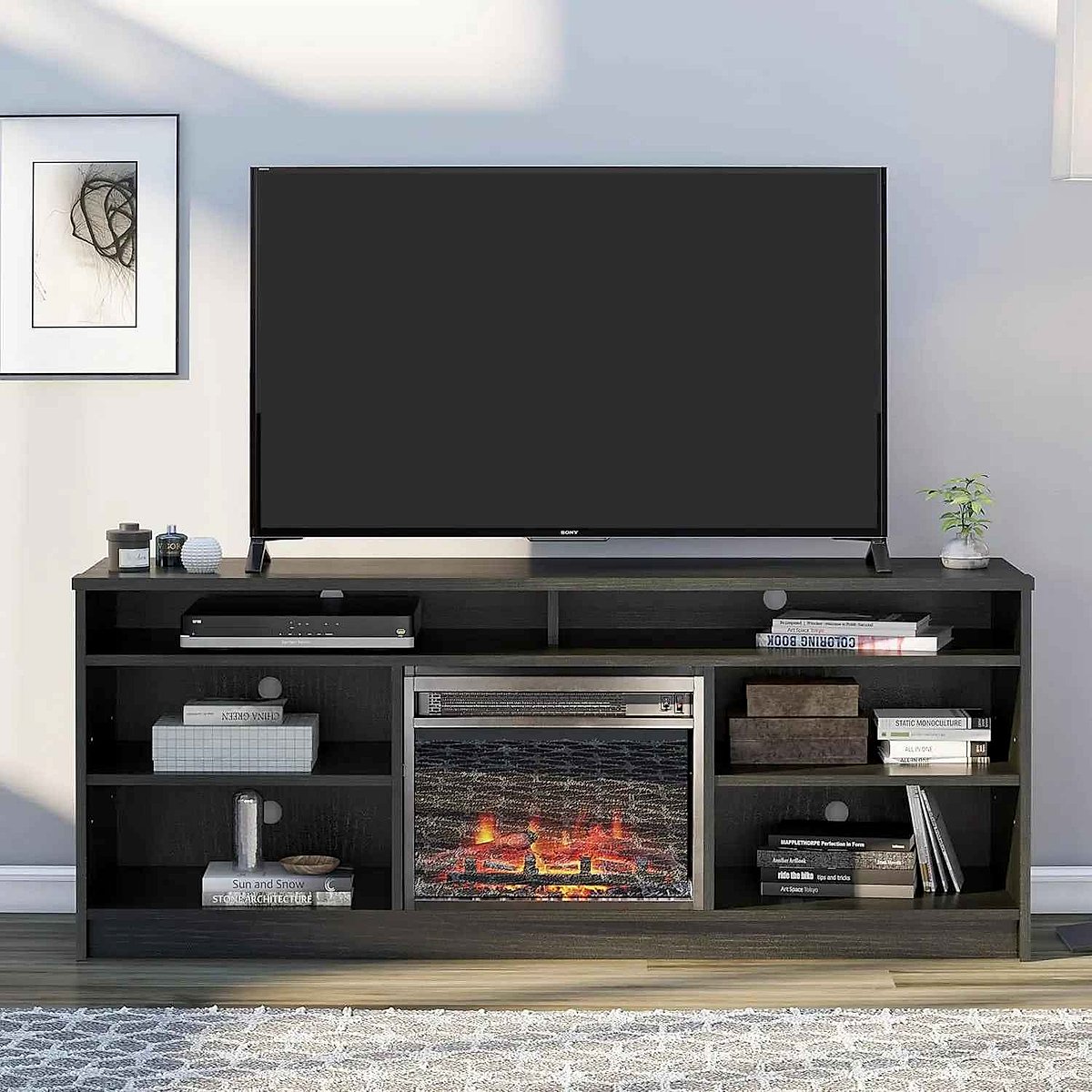 Handcrafted Two Rooms, One Statement — Hendrix Fireplace TV Stand - View 4 of 15 | BigMoetsy
