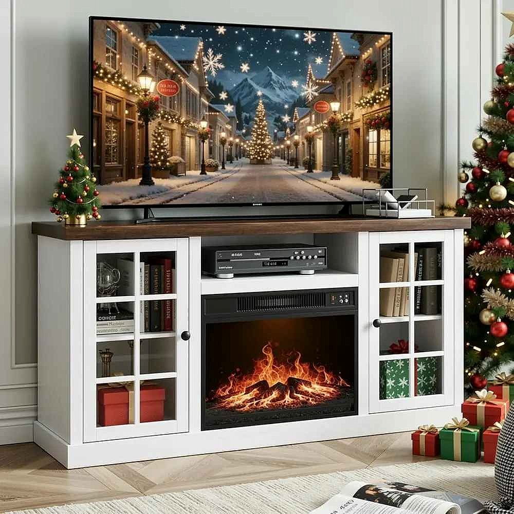 Handcrafted Two Rooms, One Statement — Hendrix Fireplace TV Stand - View 7 of 15 | BigMoetsy