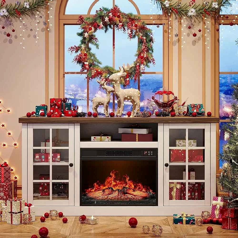 Handcrafted Two Rooms, One Statement — Hendrix Fireplace TV Stand - View 15 of 15 | BigMoetsy