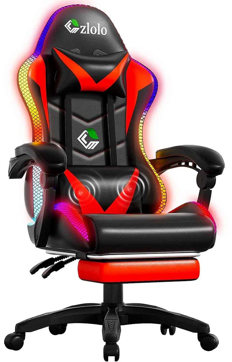 Racing Style RGB Gaming Chair with Lumbar Massager