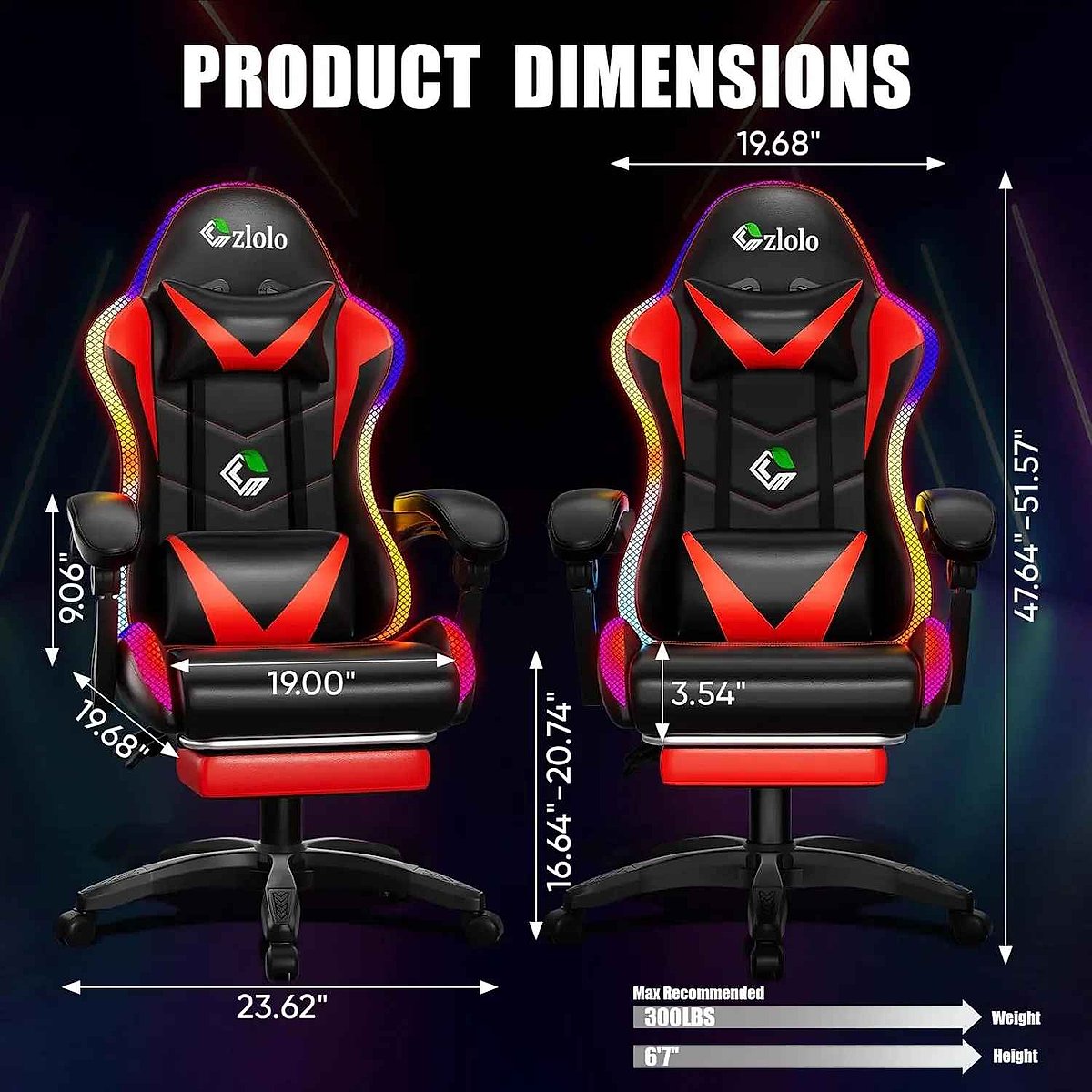 Ergonomic Finally Sit Comfortably Through Every Session — Racing Style RGB Gaming Chair... - View 3 of 9 | BigMoetsy
