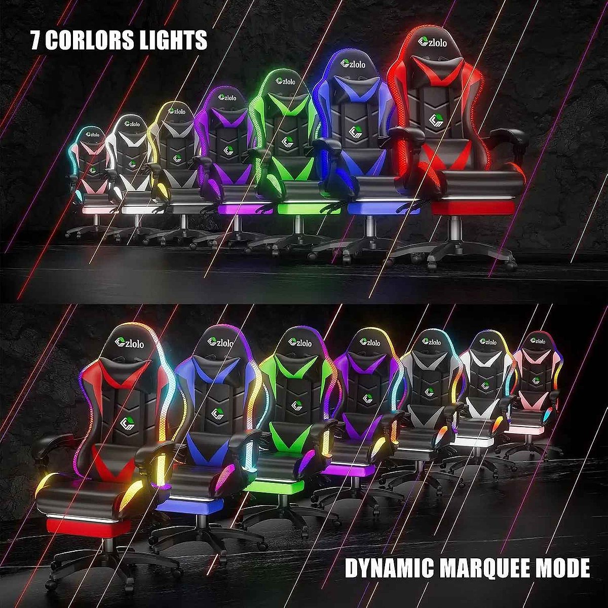 Ergonomic Finally Sit Comfortably Through Every Session — Racing Style RGB Gaming Chair... - View 5 of 9 | BigMoetsy