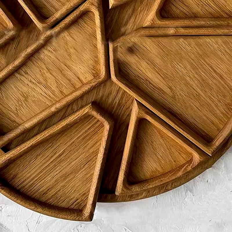 1 Set Handmade Divided Wood Serving Round | 1400+ Sold - View 2 of 6 | BigMoetsy