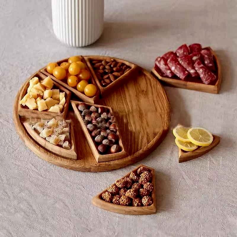 1 Set Handmade Divided Wood Serving Round | 1400+ Sold - View 3 of 6 | BigMoetsy