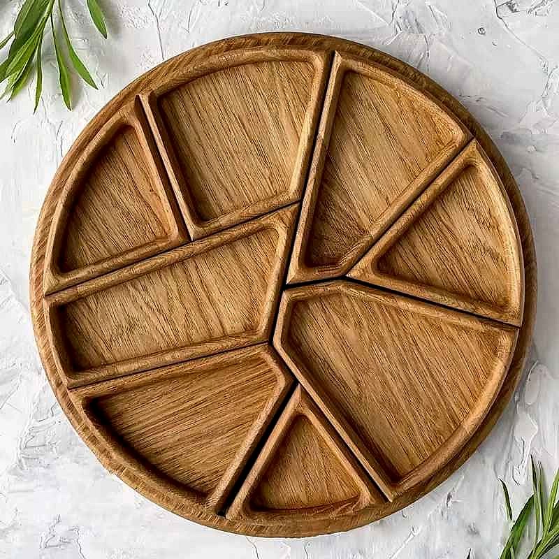 1 Set Handmade Divided Wood Serving Round | 1400+ Sold - View 5 of 6 | BigMoetsy