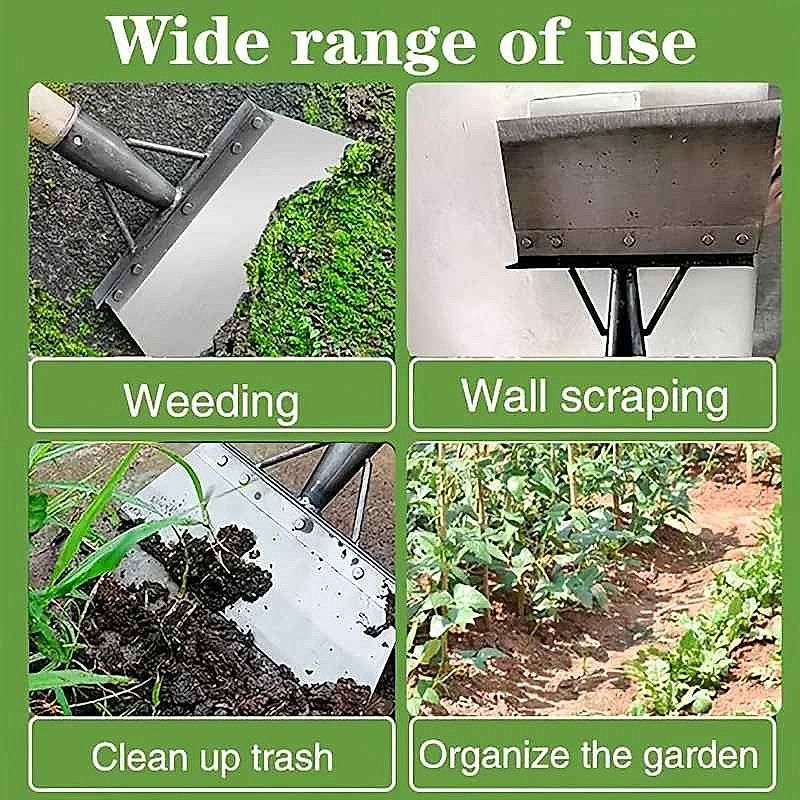 Ergonomic stainless steel garden weeder close-up showing handle grip and forked tip detail | BigMoetsy