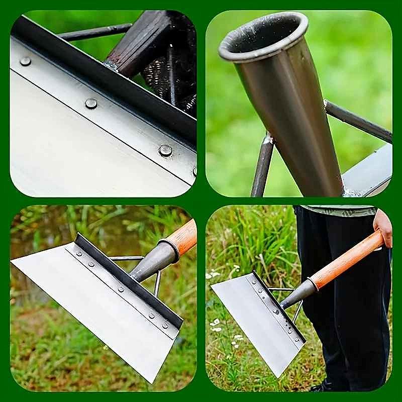 Ergonomic stainless steel garden weeder close-up detail view showing craftsmanship and finish | BigMoetsy