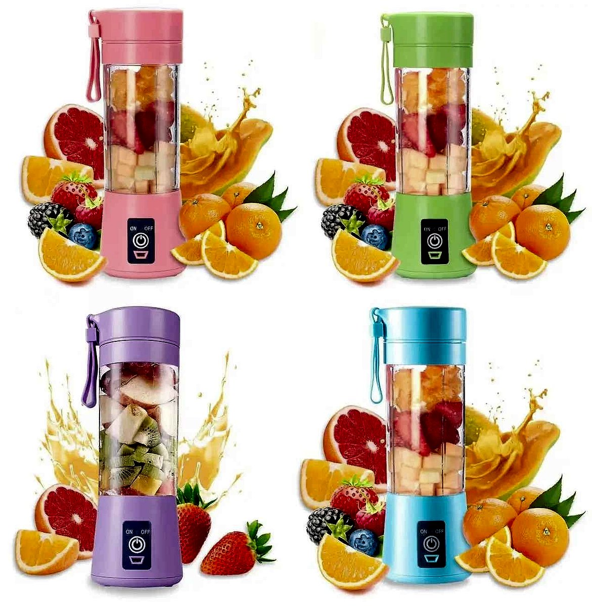 Portable USB Electric Juicer Cup shown in use outdoors making fresh juice on the go | BigMoetsy