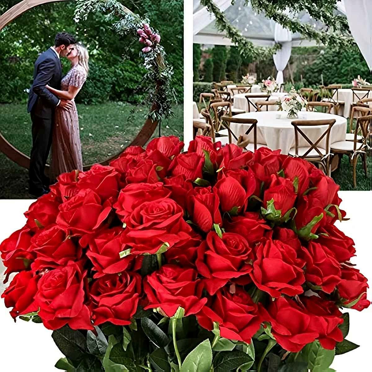 Realistic silk handcrafted artificial rose bouquet close-up view, 12-piece zero maintenance Always in Bloom arrangement | Big