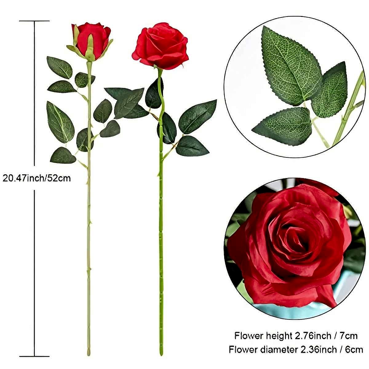 Handcrafted realistic silk artificial rose bouquet closeup detail Always in Bloom 12-piece zero maintenance home decor | BigM