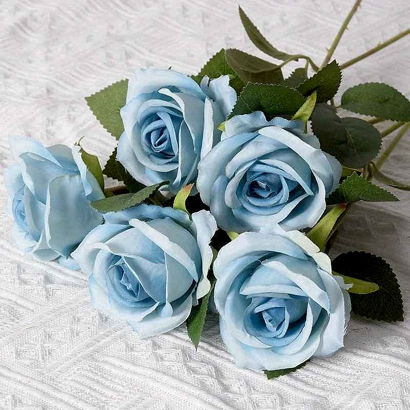 Handcrafted realistic silk artificial rose bouquet in full bloom, zero maintenance home decor arrangement | BigMoetsy