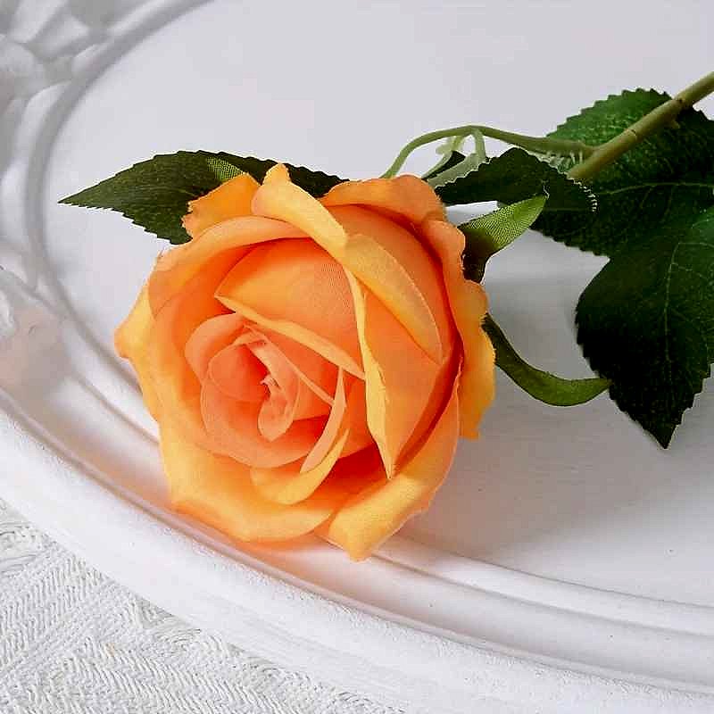 Handcrafted realistic silk artificial rose bouquet close-up detail, Always in Bloom 12-piece zero maintenance floral decor |