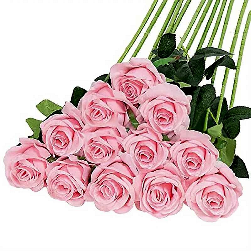 Handcrafted realistic silk artificial rose bouquet 12-piece zero maintenance always in bloom home decor arrangement | BigMoet