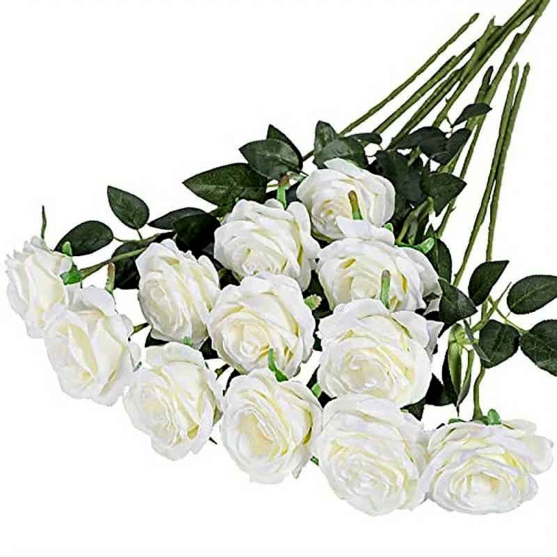 Handcrafted realistic silk artificial rose bouquet 12-piece zero maintenance always in bloom home decor arrangement | BigMoet