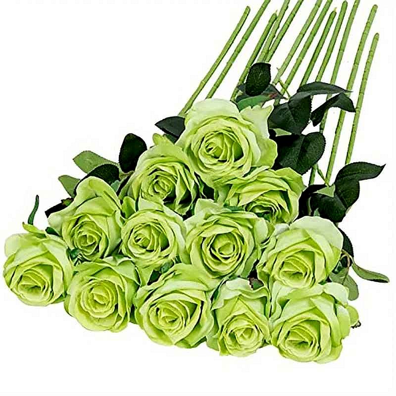 Handcrafted realistic silk artificial rose bouquet 12-piece zero maintenance always in bloom home decor arrangement | BigMoet