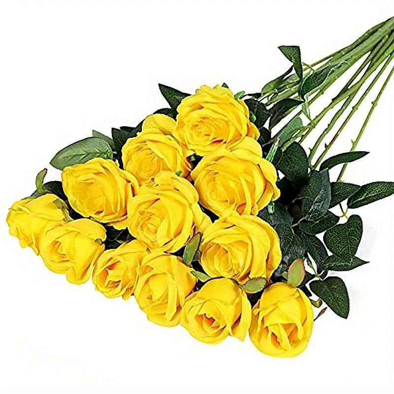 Handcrafted realistic silk artificial rose bouquet 12-piece zero maintenance always in bloom home decor arrangement | BigMoet