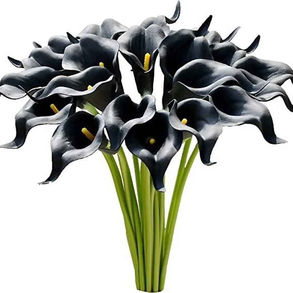 Handcrafted realistic silk calla lily artificial bouquet close-up detail, 20-piece Real Touch arrangement | BigMoetsy