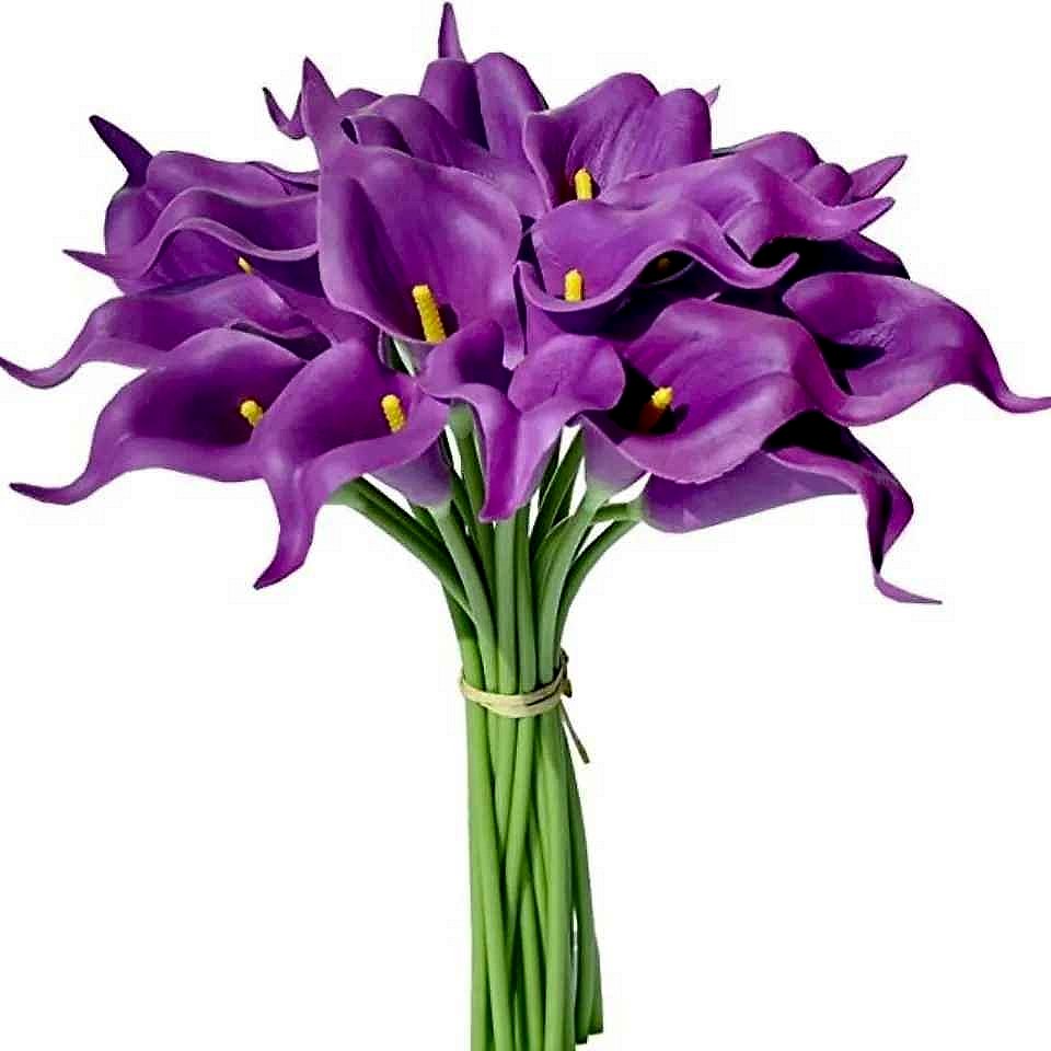 Handcrafted realistic silk calla lily artificial bouquet close-up detail from 20-piece Real Touch collection | BigMoetsy