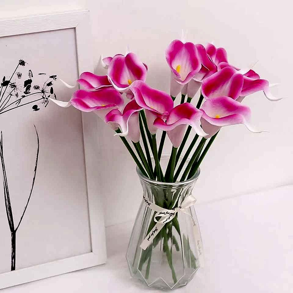 Handcrafted realistic silk calla lily artificial bouquet close-up detail from 20-piece Real Touch collection | BigMoetsy