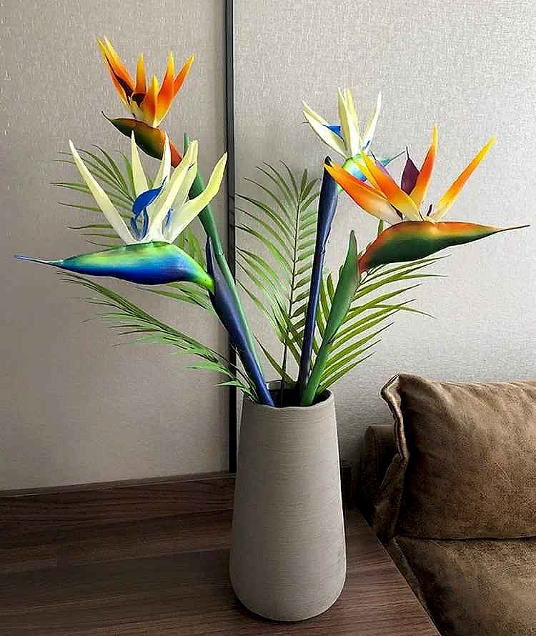 Realistic silk Bird of Paradise artificial potted plant with handcrafted leaves, perfect for home decor corners | BigMoetsy
