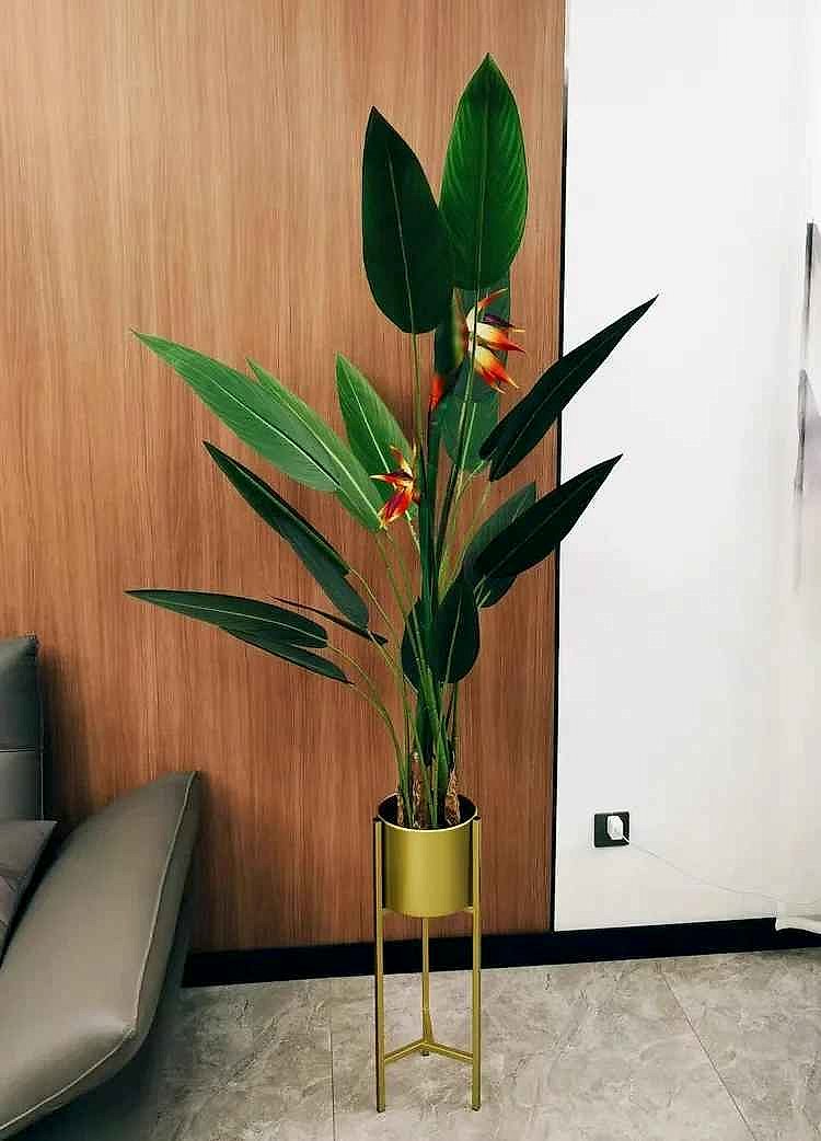 Realistic silk handcrafted Bird of Paradise Artificial Potted Plant with lifelike leaves in home corner decor | BigMoetsy