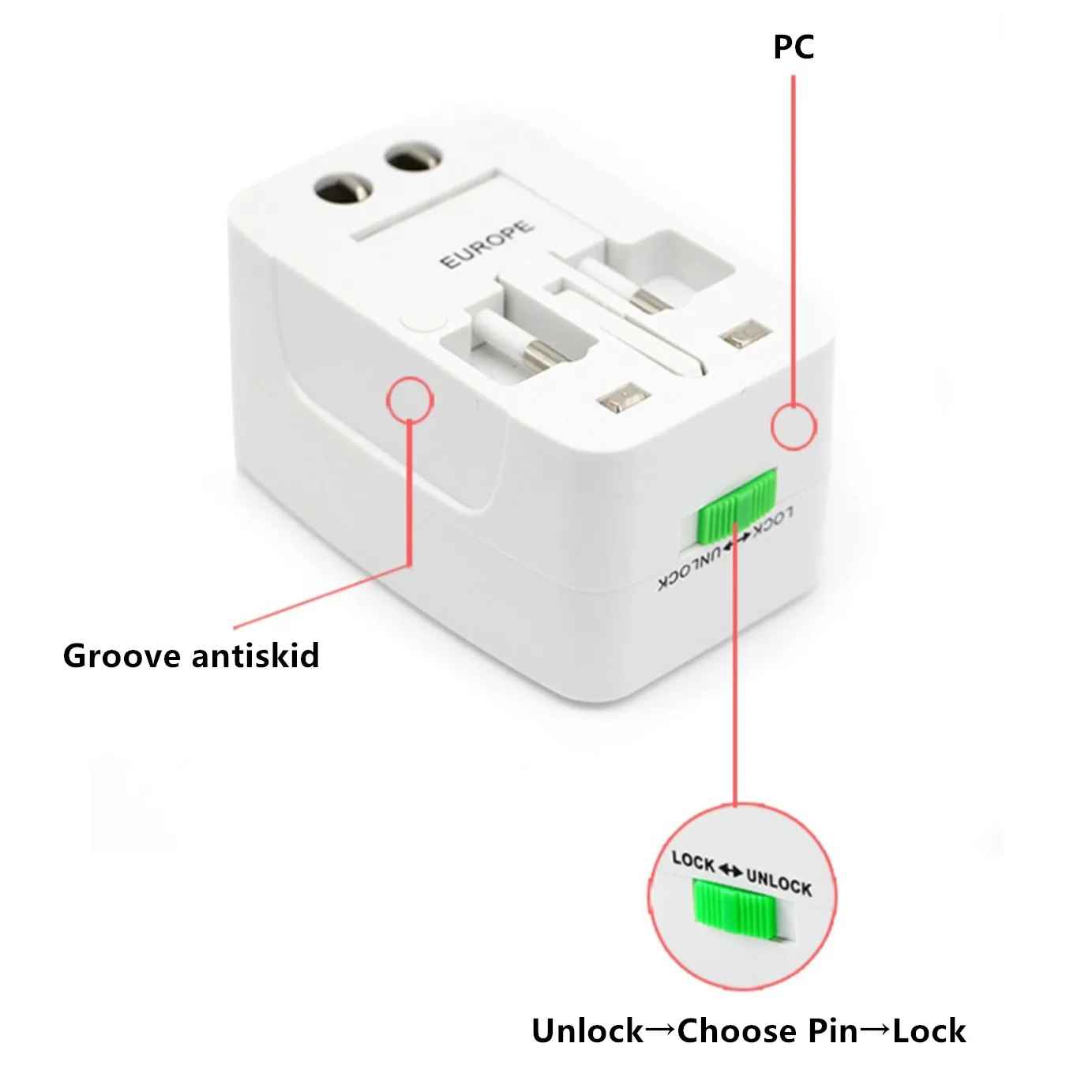 Universal Travel Adapter with USB Ports for 150+ Countries and Surge Protection - View 4 of 5 | BigMoetsy