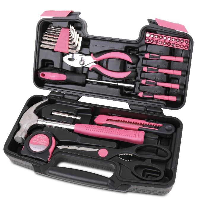 39-Piece Pink Tool Set with Lifetime Warranty and Donation