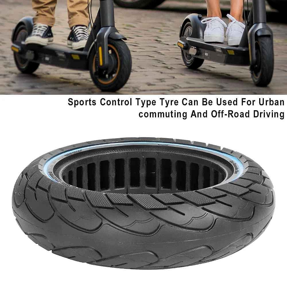 Solid honeycomb tubeless tire for Ninebot Max G30 10x2.5 close-up detail view showing flexible airless structure | BigMoetsy