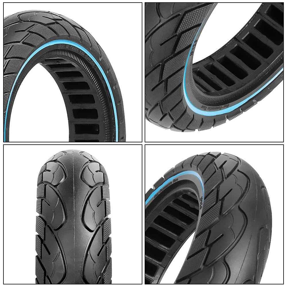 Solid honeycomb tubeless tire for Ninebot Max G30 10x2.5 close-up showing flexible airless tread structure | BigMoetsy