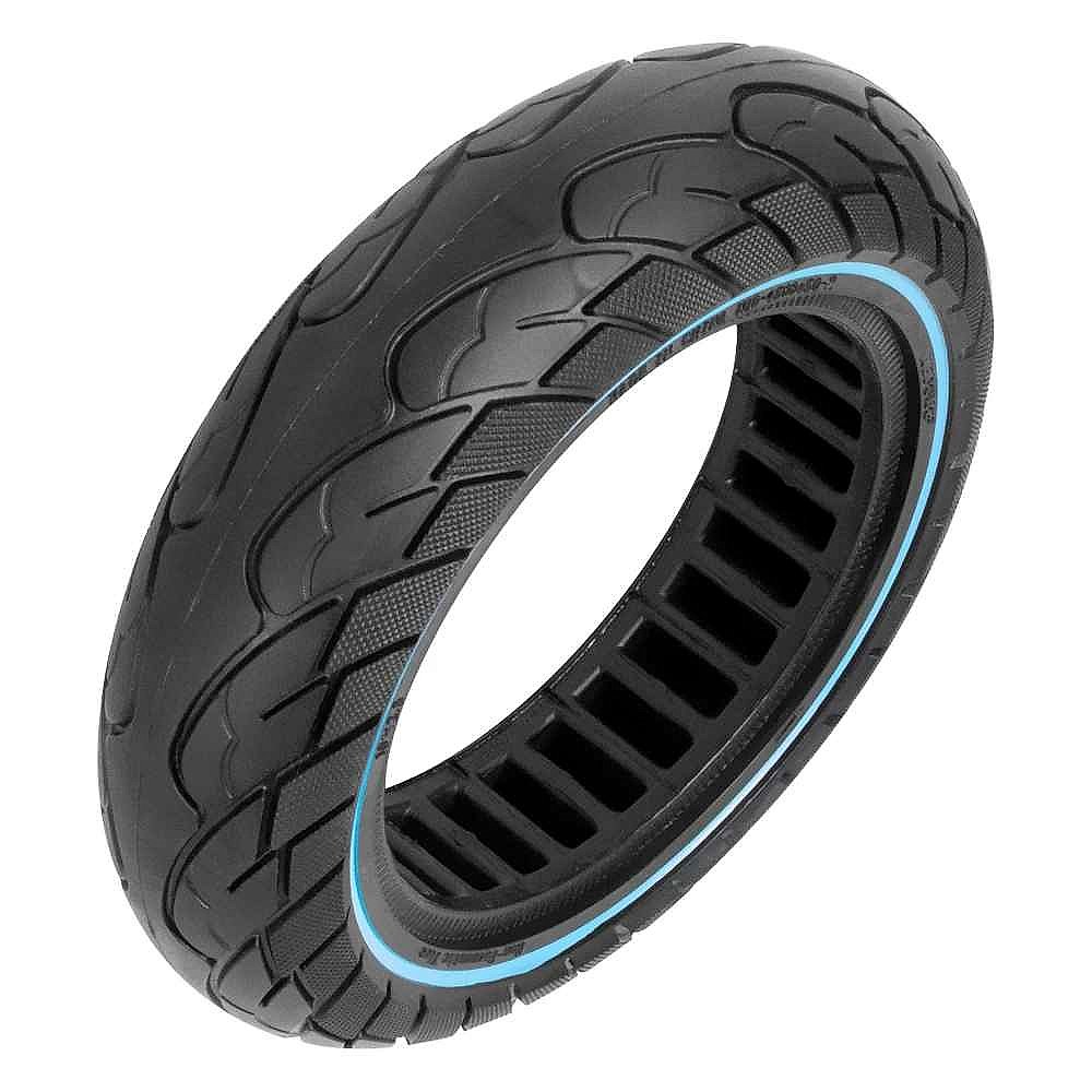 Solid honeycomb tubeless tire for Ninebot Max G30 10x2.5 close-up showing flexible airless tread pattern | BigMoetsy