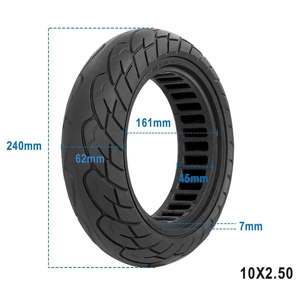 Solid honeycomb tubeless tire for Ninebot Max G30 10x2.5 close-up detail view showing flexible airless structure | BigMoetsy